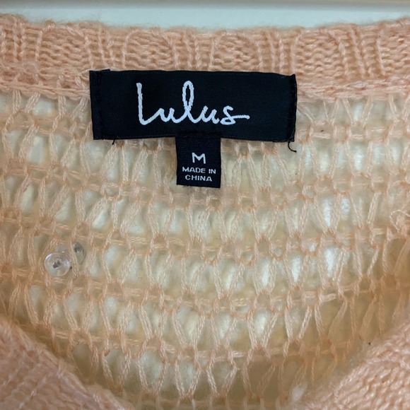 Lulus Cute as Can Be Oversized Pink & White Striped V-Neck Knit Sweater Size M - Picture 3 of 4